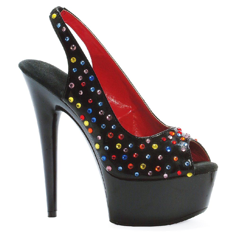 ellis curtain 6" Platform Peep Toe W/Multi Colored Rhinestones