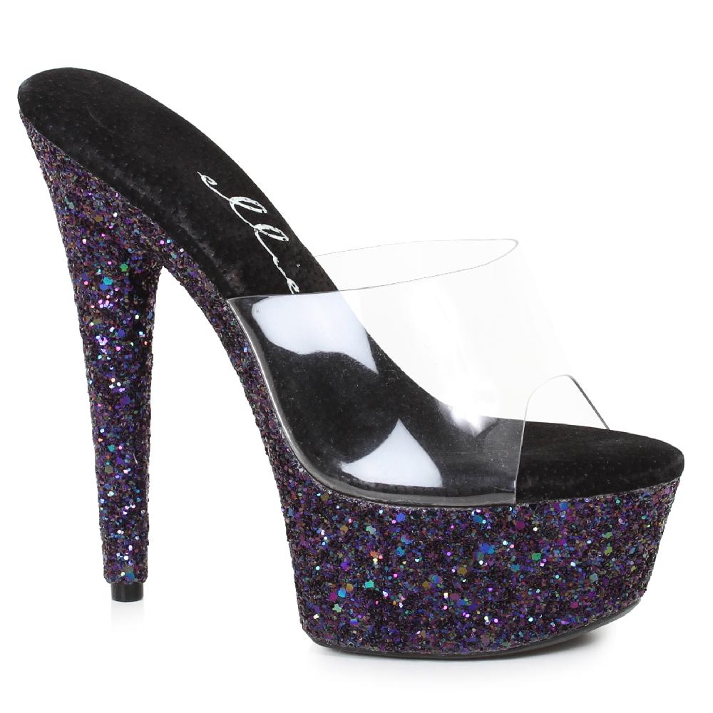 ellis curtain 6" Pointed Stiletto Mule Sandal With Glitter Platform