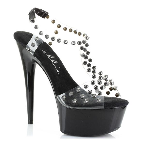 ellis curtain 6" Spikes Embellished Open Toe Sandal on Clear