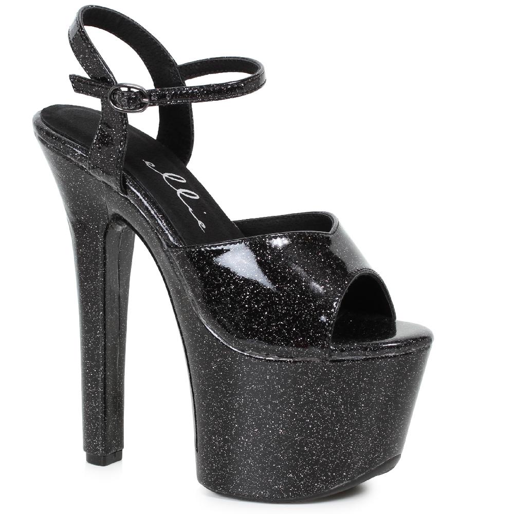 ellis curtain 7" HEEL POINTED STILETTO SANDAL W/ METALLIC PLATFORM & UPPER