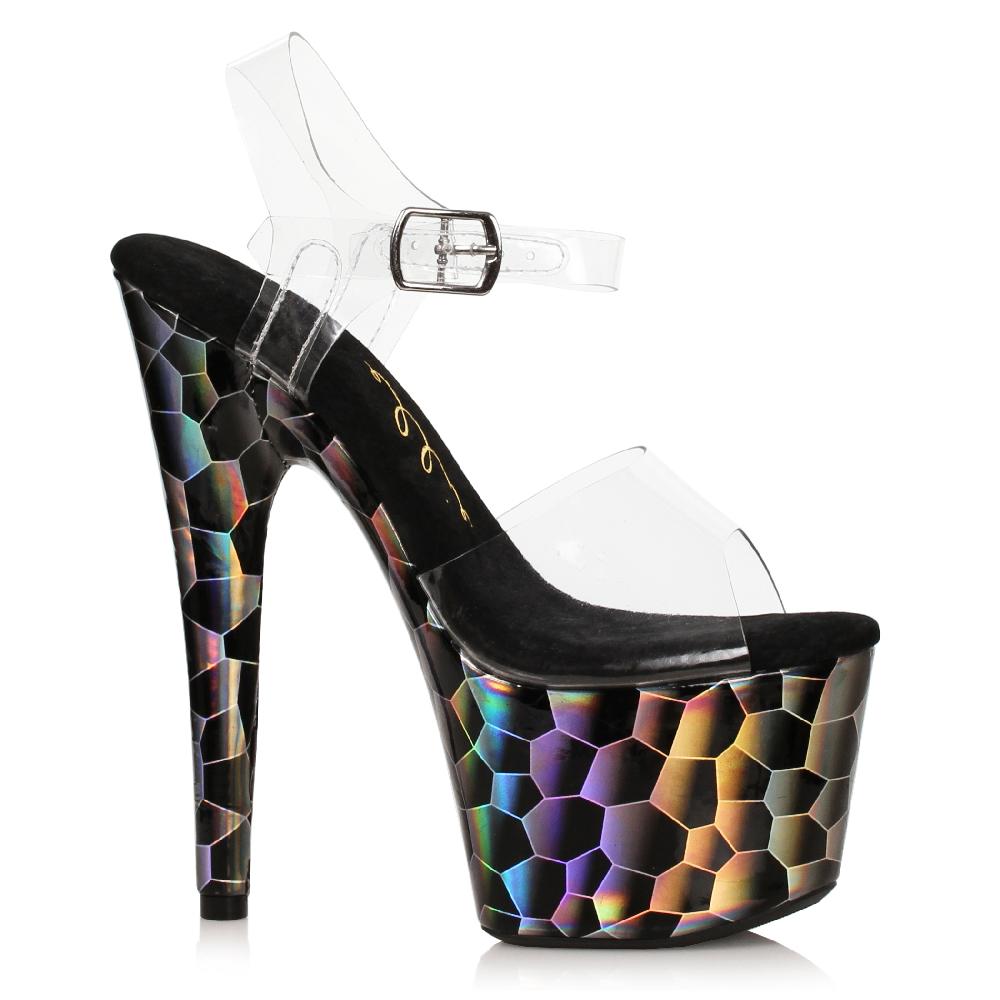 Ellis Curtain 7" Stiletto Sandal With Holographic Platform