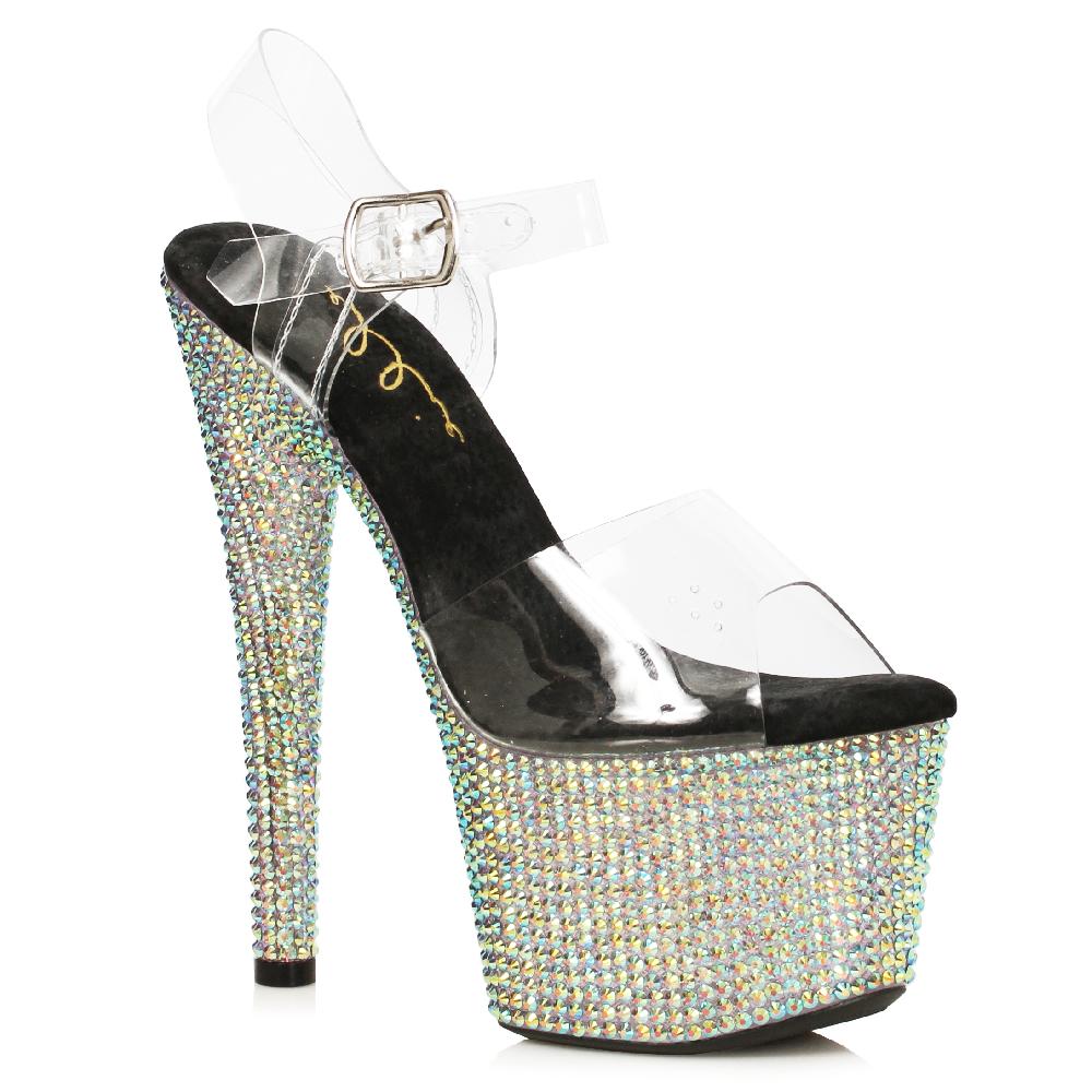 ellis curtain 7" Stiletto With Multi-color Rhinestone Platform