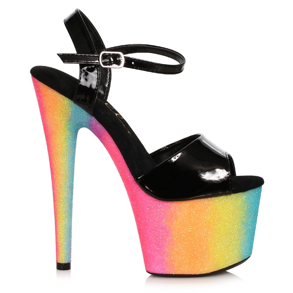 Ellis Curtain 7" Stiletto With Rainbow Glitter Platform