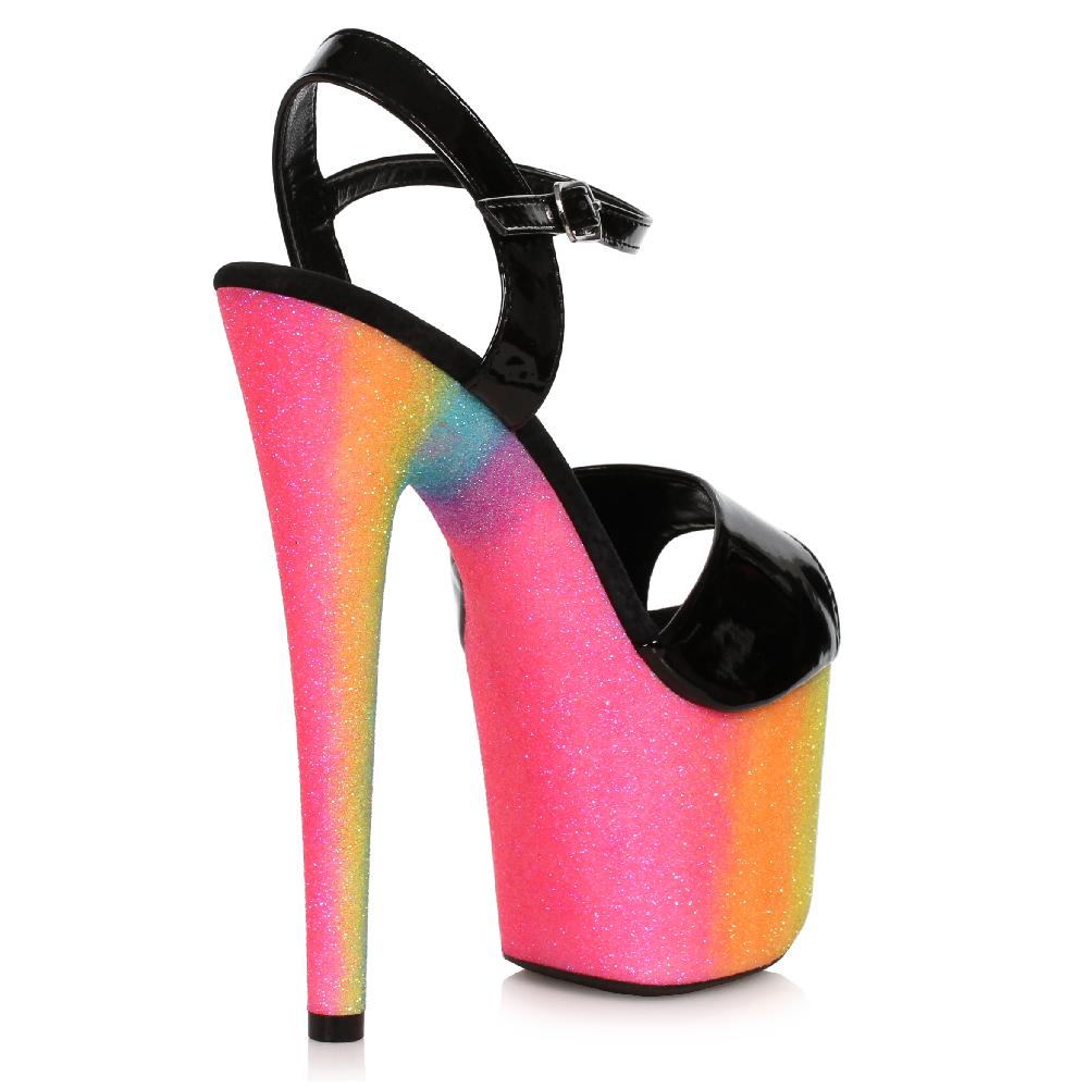 Ellis Curtain 7" Stiletto With Rainbow Glitter Platform