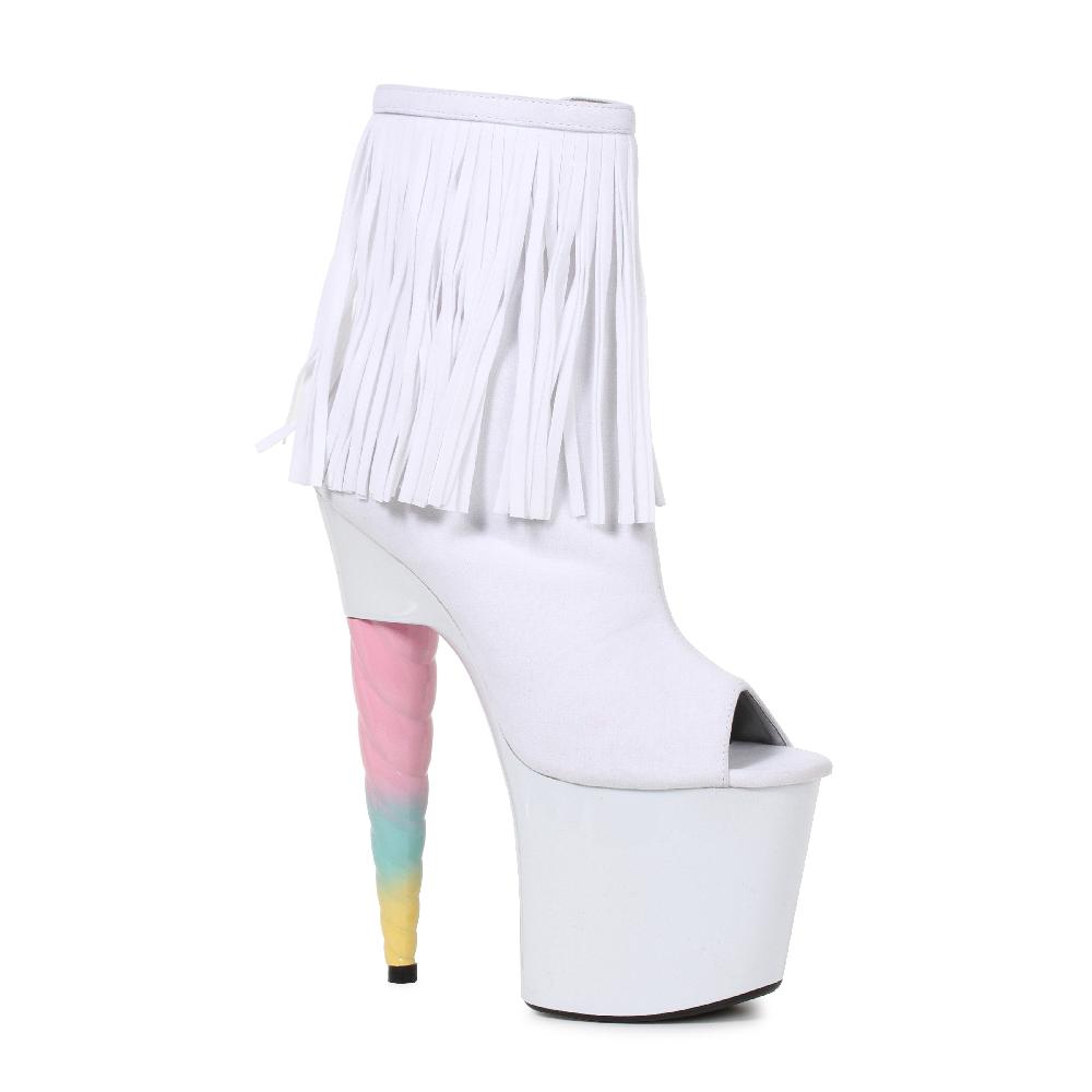 Ellis Curtain 7" Unicorn Heel Platform Bootie With Fringe