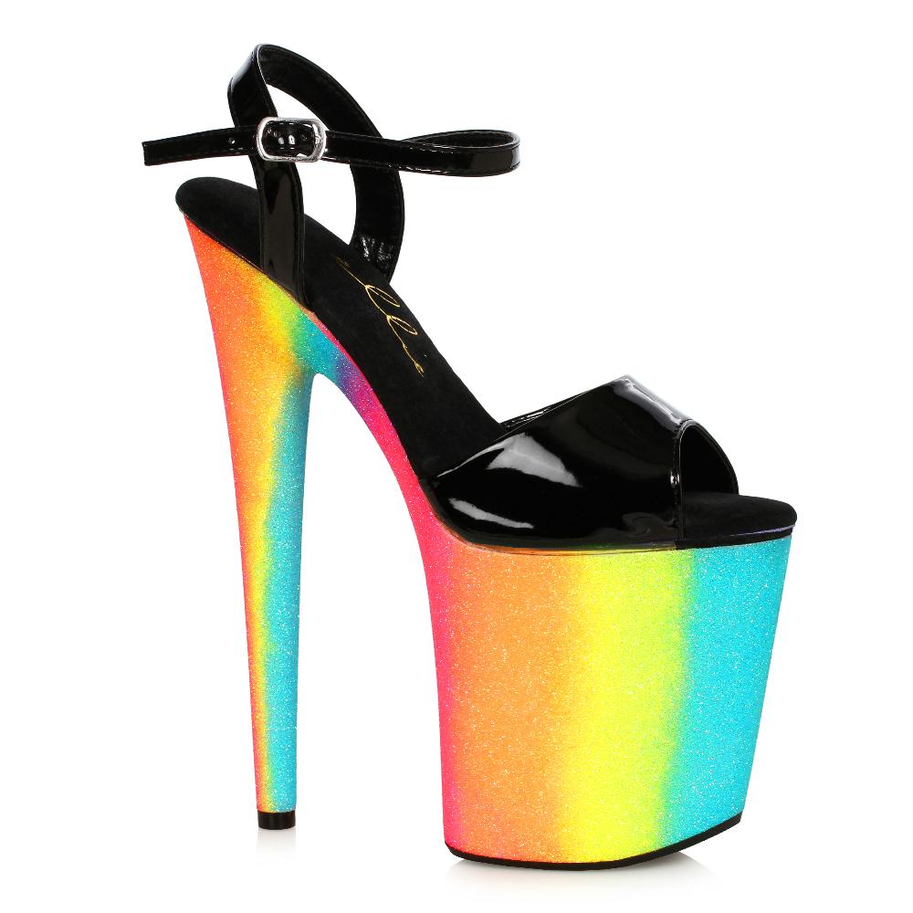 Ellis Curtain 8" Stiletto With Rainbow Glitter Platform