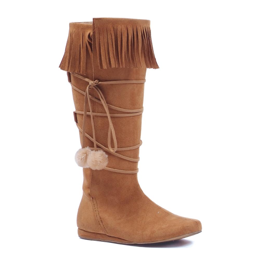 ellis curtain 1" Heel Boot with fringe and poms