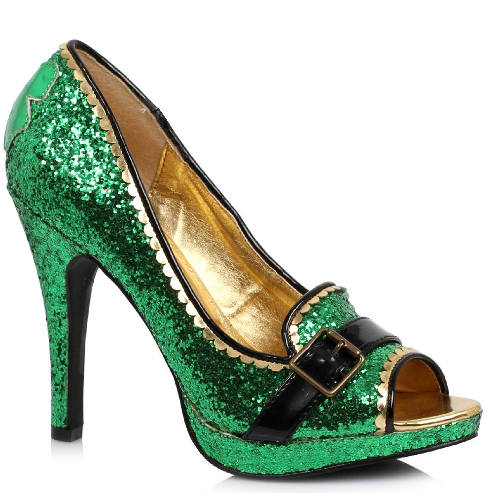 ellis curtain 4" Heel Green Glitter Peep-Toe Pump