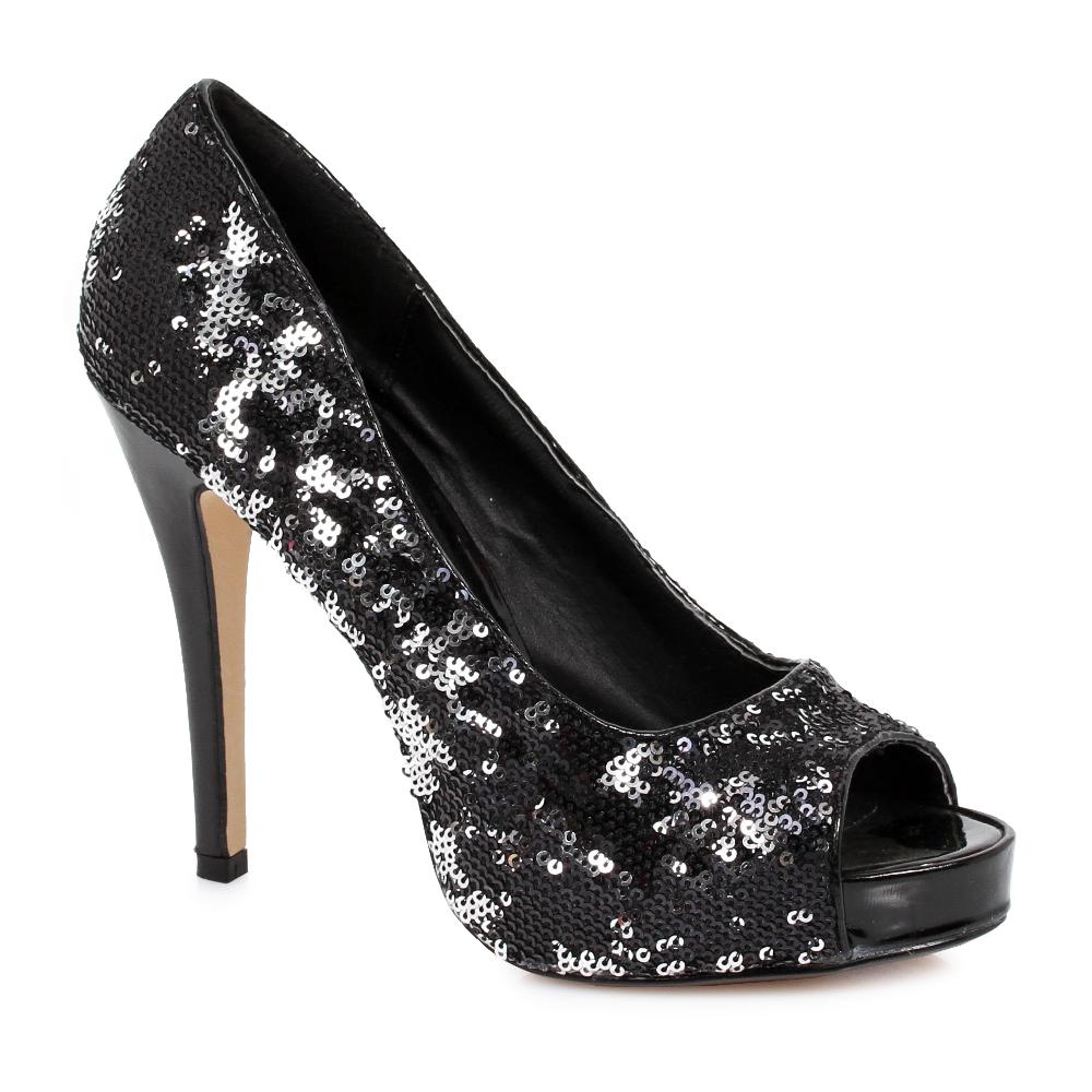 ellis curtain 4" Heel Open Toe Glitter Pumps
