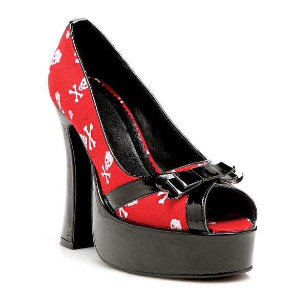 Ellis Curtain 5" Chunky Heel Satin Skull Peep Toe