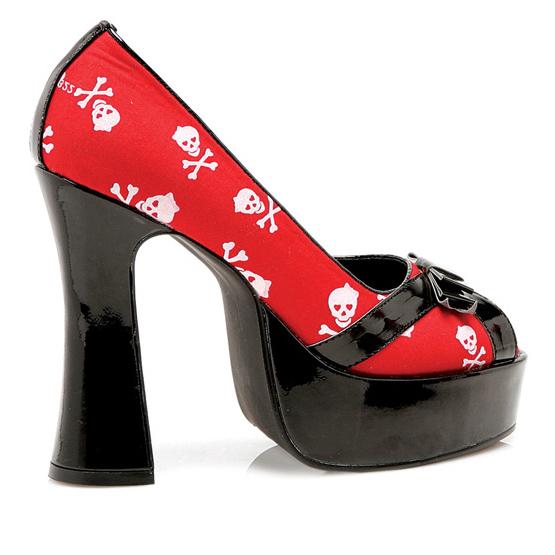 Ellis Curtain 5" Chunky Heel Satin Skull Peep Toe
