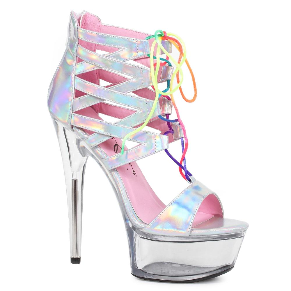 Ellis Curtain 6" Hologram Sandal With Rainbow Laces