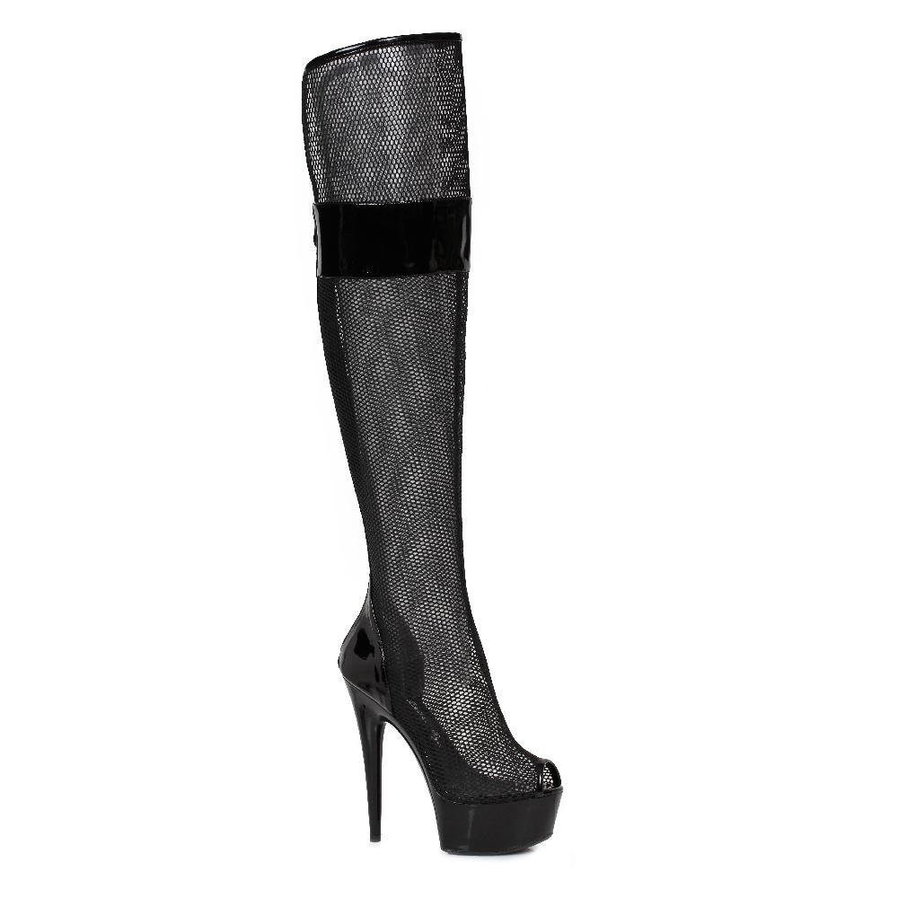 ellis curtain 6" Peep Toe Thigh High Mesh Boot