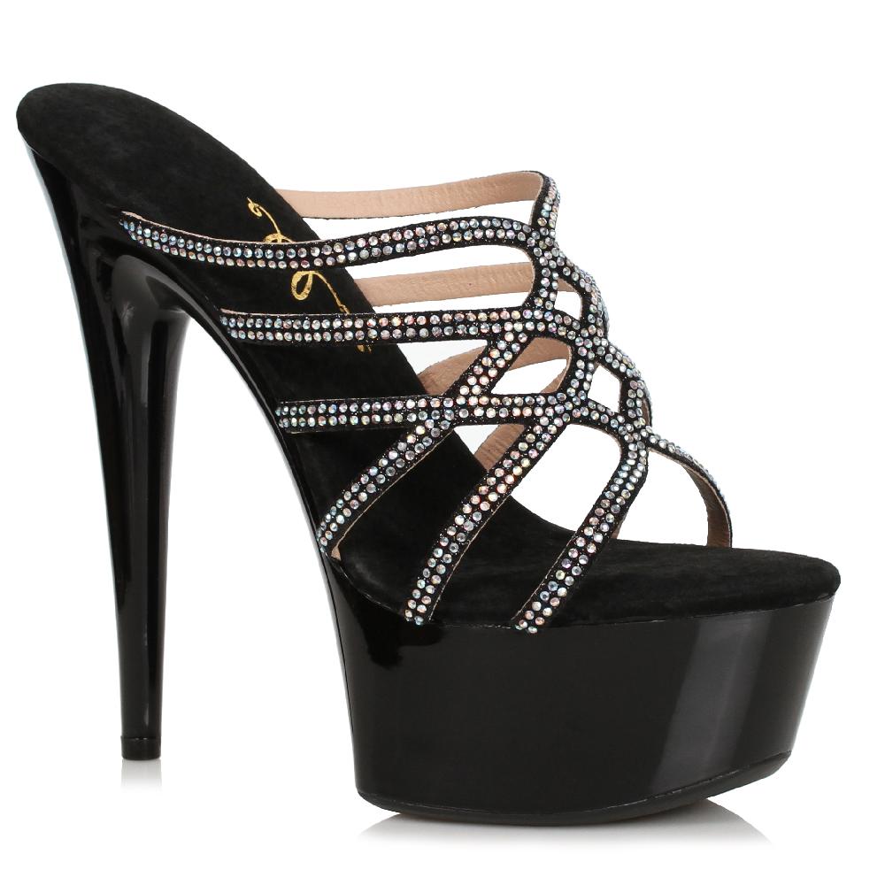 Ellis Curtain 6" Rhinestone Mule Sandal