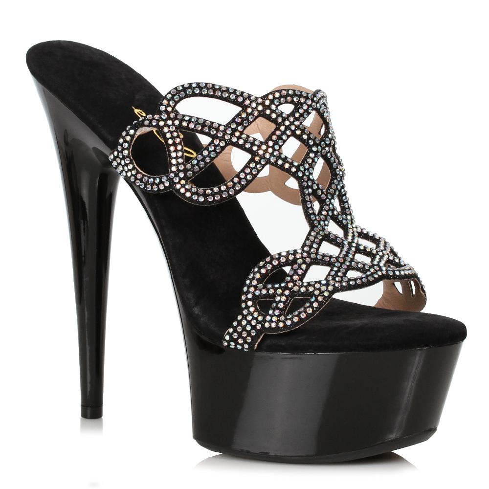 ellis curtain 6" Rhinestone Mule Sandal