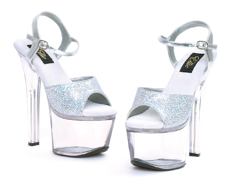 Ellis Curtain 7" Heel Silver Glitter Sandal