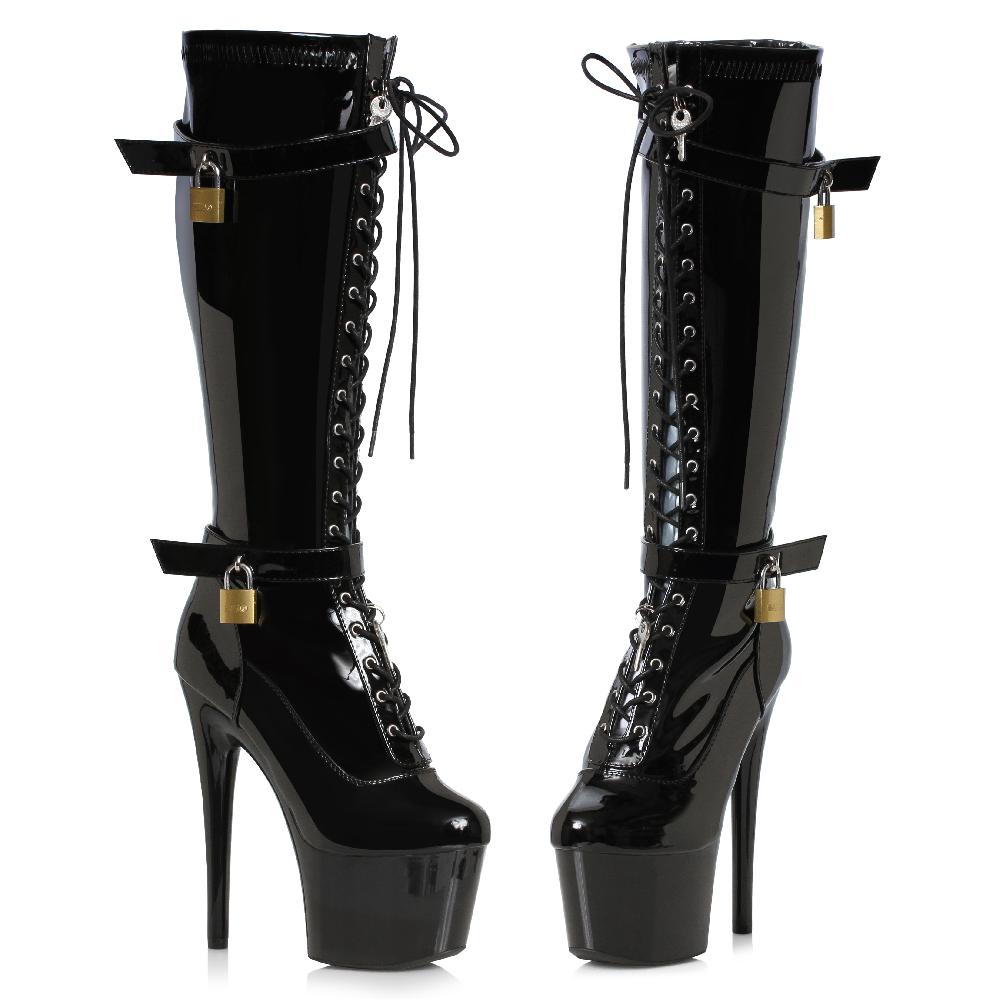 ellis curtain 7" Knee Boot Lace Up With Lock