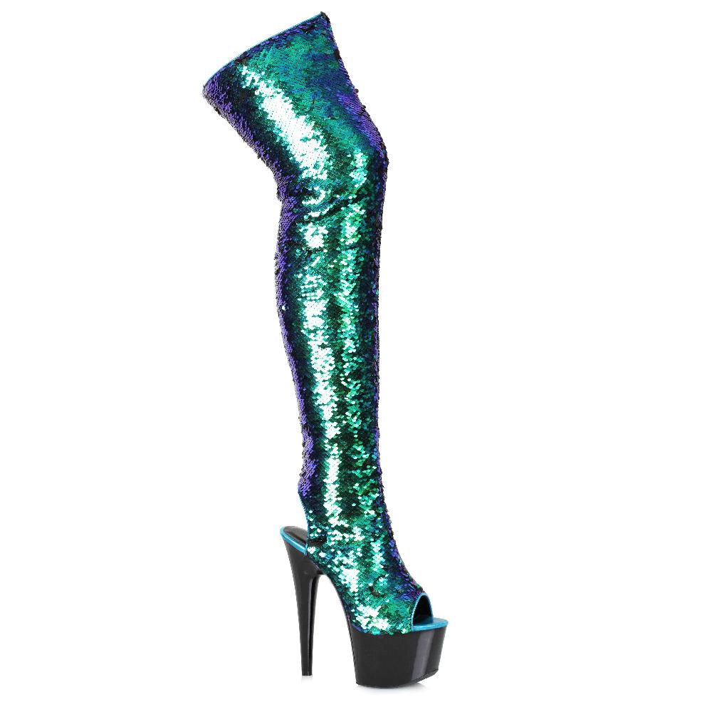 Ellis Curtain 7" PeeptoeThigh High Sequined Boots