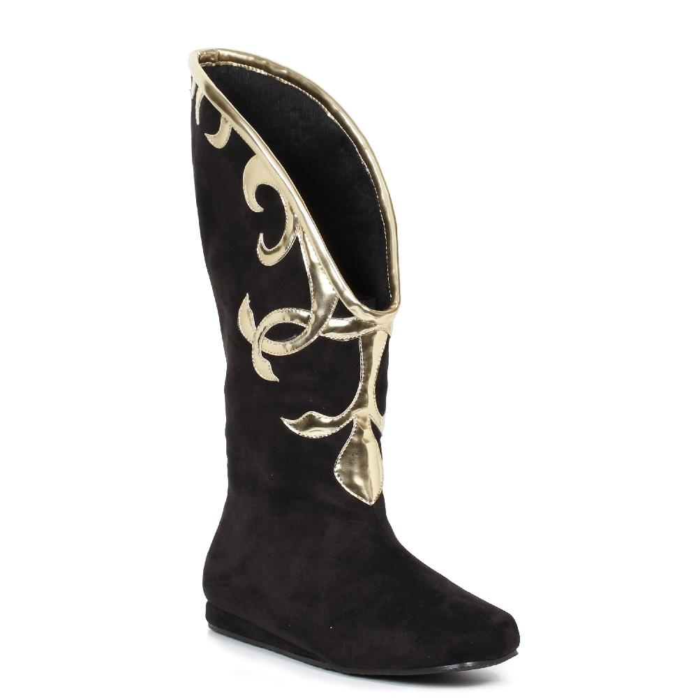 Ellis Curtain Flat Microfiber Boot With Gold Trim