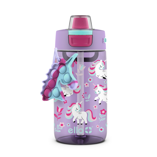 ello Colby Pop 14oz Plastic Kids Water Bottle With Fidget Charm