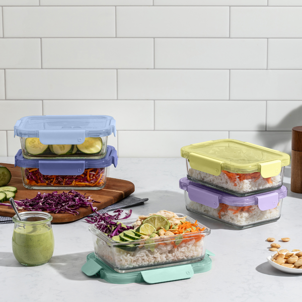 Ello Color Lock® Glass Food Storage 3.4 Cup Set Of 5