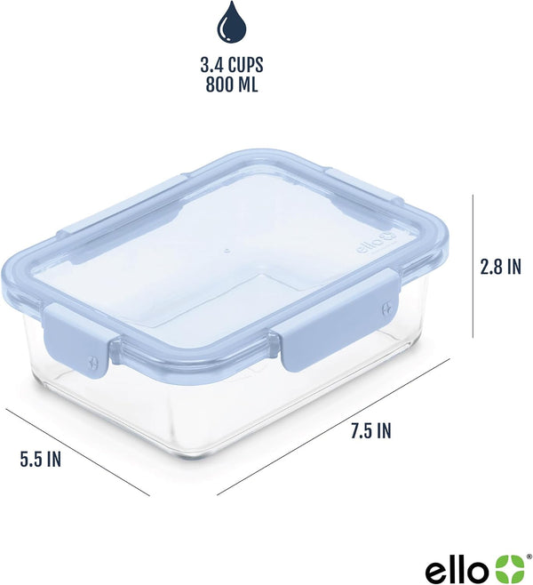 Ello Color Lock® Glass Food Storage 3.4 Cup Set Of 5
