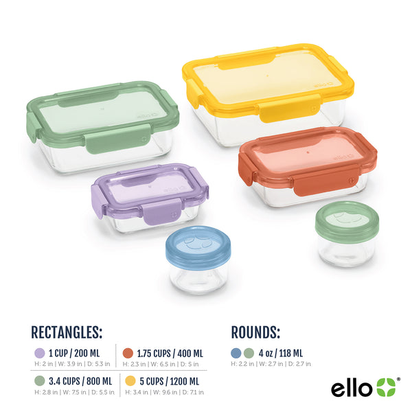 Ello Color Lock® Glass 12pc Mixed Meal Prep Set