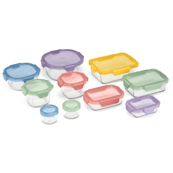 Ello Color Lock® Glass 20pc Mixed Meal Prep Set