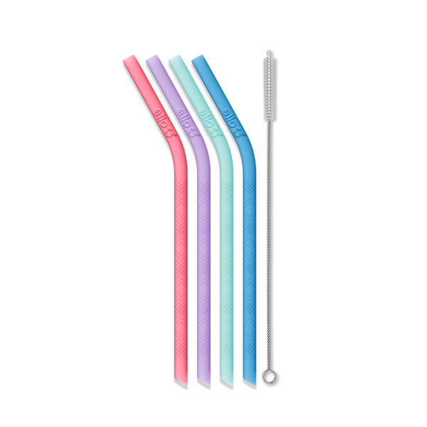 ello Kids Silicone Reusable Straws - Set of 4
