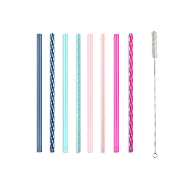 Ello Plastic Reusable Straws - 8 Pack Set