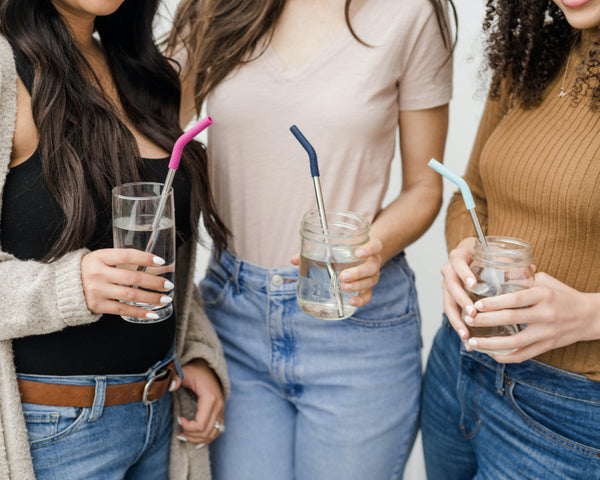 Ello Stainless/Silicone Reusable Straws - Set Of 4