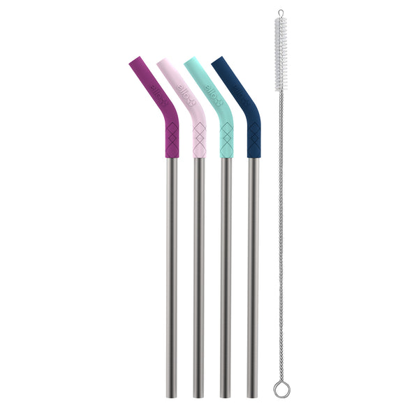 ello Stainless/Silicone Reusable Straws - Set of 4
