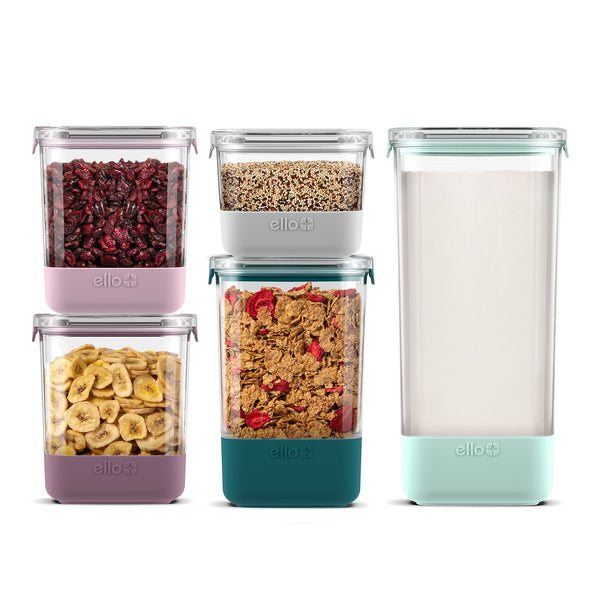 Ello Plastic Food Storage Canisters With Airtight Lids Set Of 5
