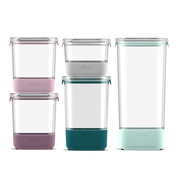 ello Plastic Food Storage Canisters with Airtight Lids Set of 5