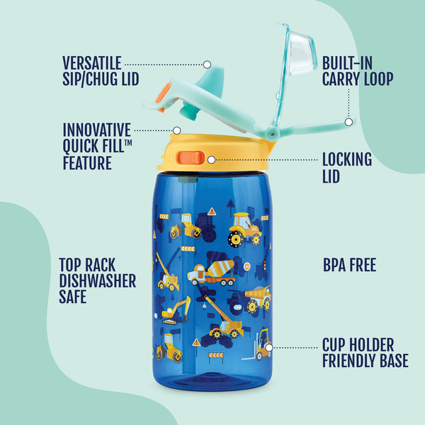 Ello Pop & Fill Kids Water Bottle - 16oz Tritan Plastic
