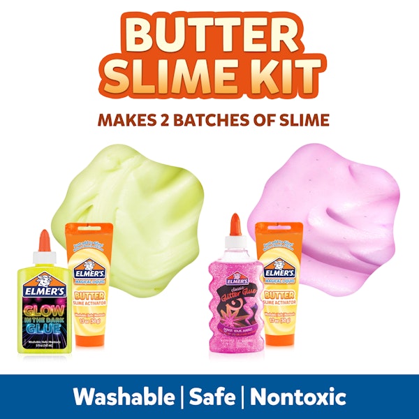 Elmer Elmer’s Butter Slime Kit Includes Elmer’s Glow In The Dark Glue Elmer’s Glitter Glue Elmer’s Butter Slime Activator 4 Count