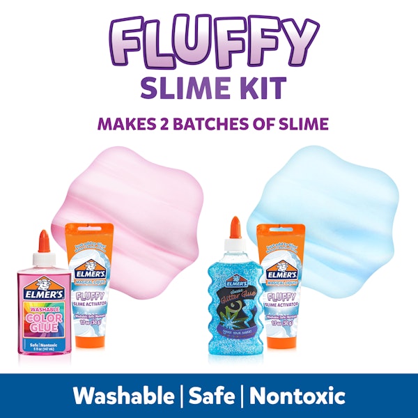 Elmer Elmer’s Fluffy Slime Kit Includes Elmer’s Translucent Color Glue Elmer’s Glitter Glue Elmer’s Fluffy Slime Activator 4 Count