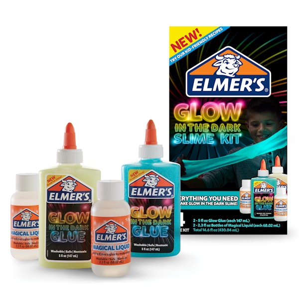 elmer Elmer's Glow-in-the-Dark Slime Kit Glow-in-the-Dark Glue Assorted Colors with Glue Slime Activator 4 Count