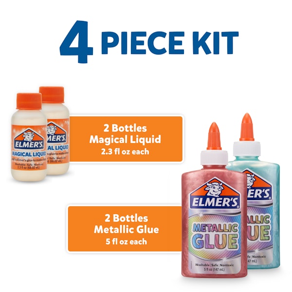 Elmer Elmer’s Metallic Slime Kit | Slime Supplies Include Elmer’s Metallic Glue Elmer’s Magical Liquid Slime Activator 4 Piece Kit