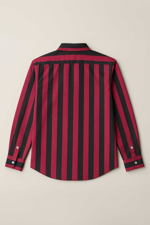 Elo 2 Much Men's Striped Button Down Casual Shirt Red