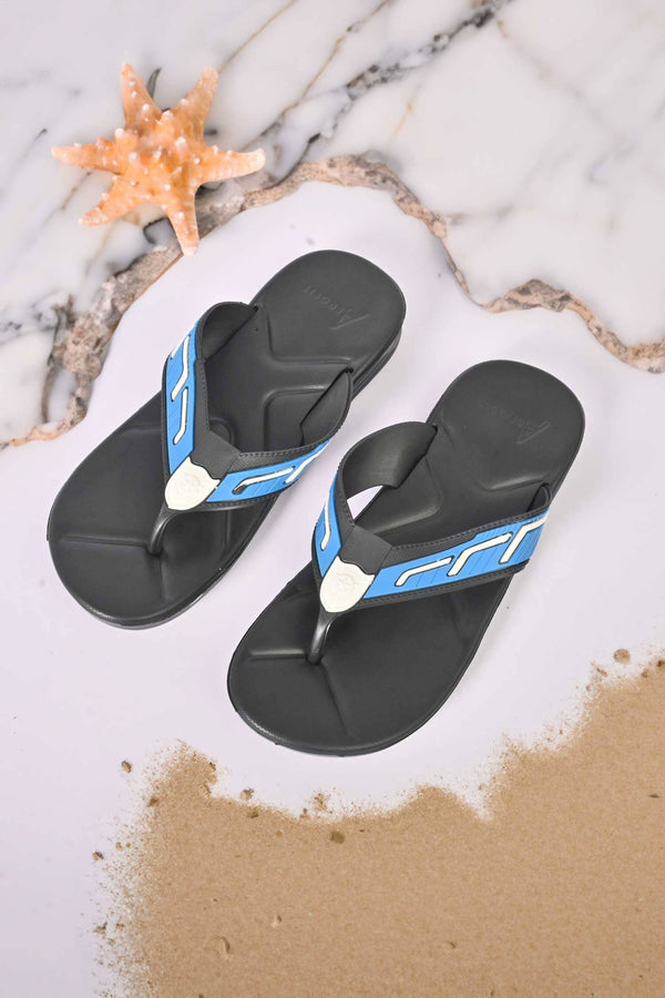 Elo Aerofit Men's Contrast Design Flip Flop Slippers Black & Blue
