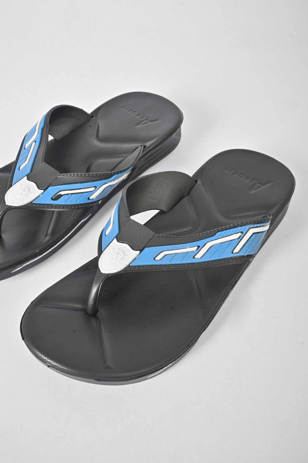 Elo Aerofit Men's Contrast Design Flip Flop Slippers Black & Blue