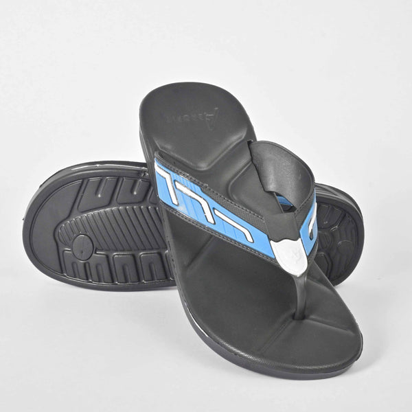elo Aerofit Men's Contrast Design Flip Flop Slippers Black & Blue