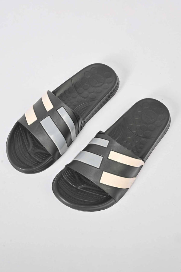 Elo Aerofit Men's Contrast Strips Comfort Slides Black & Blue