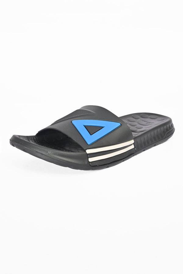 Elo Aerofit Men's Contrast Triangle Design Comfort Slides Black & Blue