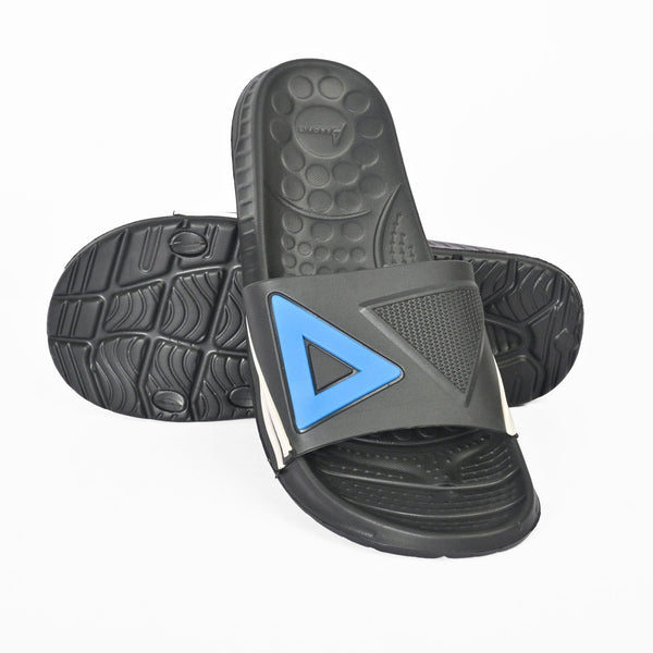 elo Aerofit Men's Contrast Triangle Design Comfort Slides Black & Blue