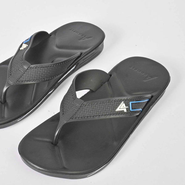 elo Aerofit Men's Logo Design Flip Flop Slippers Black & Blue