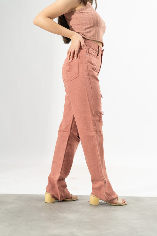 Elo Aeropostale Women's Distressed Style Baggy Denim. Brick