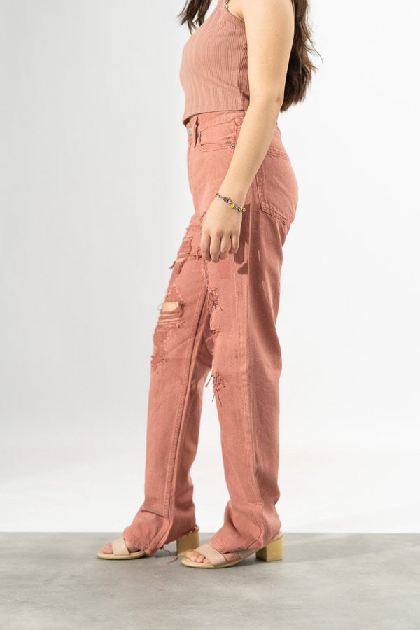 Elo Aeropostale Women's Distressed Style Baggy Denim. Brick