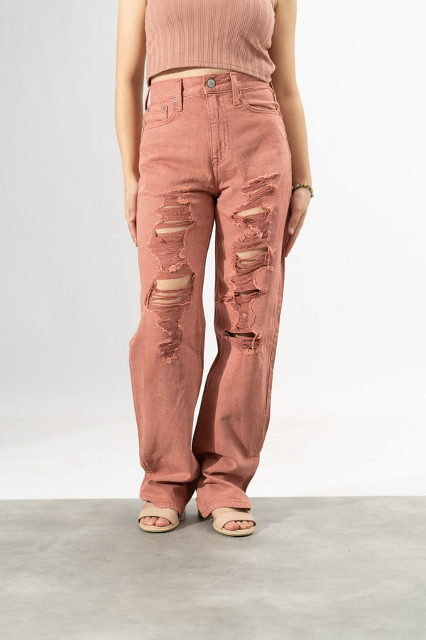 elo Aeropostale Women's Distressed Style Baggy Denim. Brick